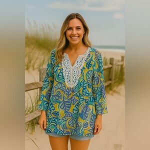 Cappagallo  Blue Tunic Top